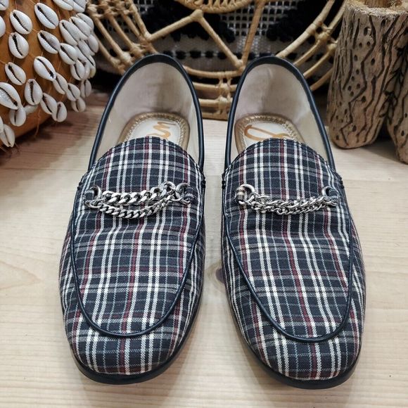 Sam Edelman Lorenzo Plaid Chain Loafer Fabric Career Wardrove Staple 7.5M/37.5 - Picture 2 of 13